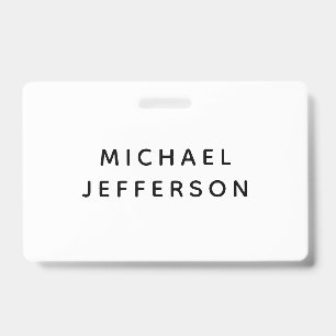 Tarjeta De Identificación Elegante Plano Negro Blanco Personalizado