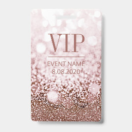 Tarjeta De Identificación Elegante Rosa de eventos de acceso VIP Purpurina r