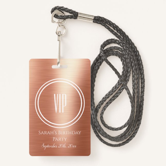 Tarjeta De Identificación Elegante Rosa Relieve metalizado dorado Fiesta de  (Anverso son cordón)