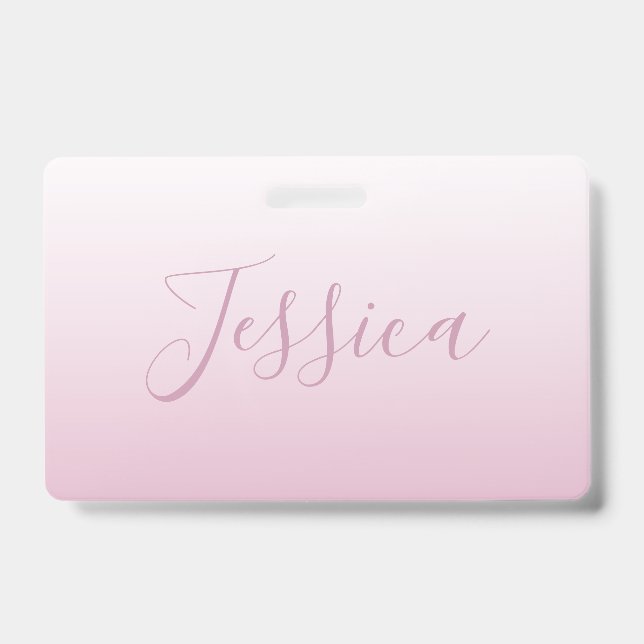 Tarjeta De Identificación Elegante Script y rosa editable (cualquier color)  (Parte frontal)