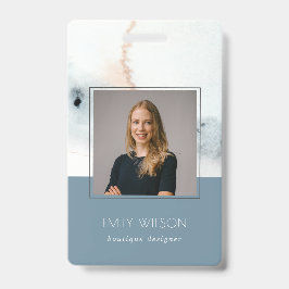 Tarjeta De Identificación Elegante suave Aqua Blue Gold Watercolor Beach Pho