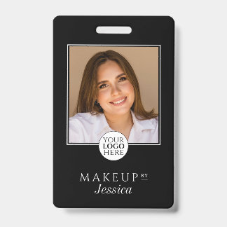 Tarjeta De Identificación Elegante Tipografía Foto en Blanco y Negro Maquill