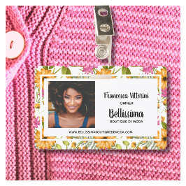 Tarjeta De Identificación Elegante y profesional acuarela Floral Amarillo ro