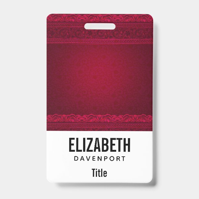 Tarjeta De Identificación Elegante y sofisticado fondo rojo con estilo (Parte frontal)