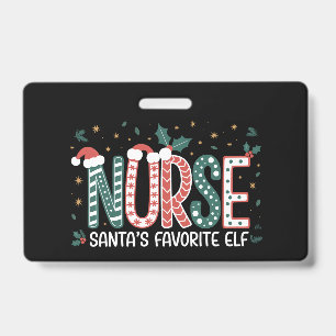 Tarjeta De Identificación Elfo favorito de Santa enfermera Navidad inspiraci
