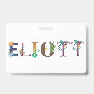 Tarjeta De Identificación ELIOTT Nombre Primero Embroidered Elegante