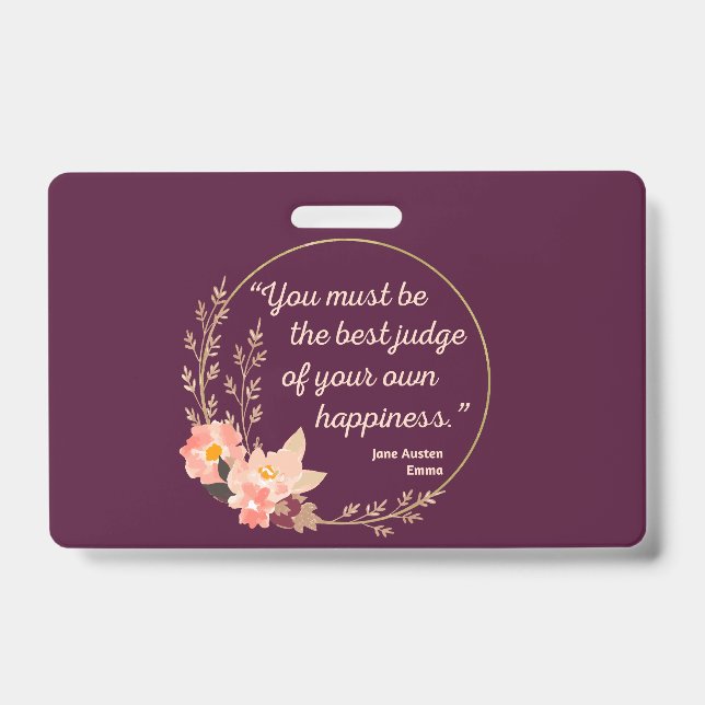 Tarjeta De Identificación Emma De Jane Austen Cita I - Estilo Cuto (Parte frontal)