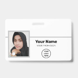 Tarjeta De Identificación Empleado blanco personalizado: foto, código de bar