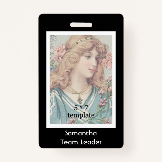 Tarjeta De Identificación Empleado clásico de fotografía negra (Anverso)