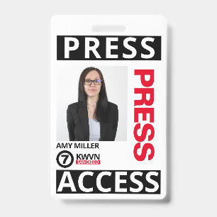Tarjeta De Identificación Empleado con pase de prensa