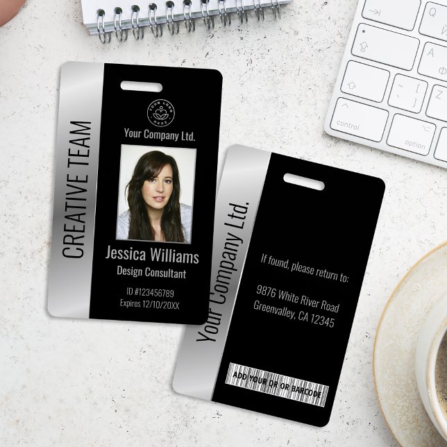 Tarjeta De Identificación Empleado corporativo personalizado Black Silver ID (Subido por el creador)