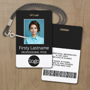 Tarjeta De Identificación Empleado de encargo - foto, clave de barras,