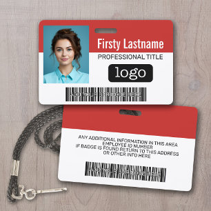 Tarjeta De Identificación Empleado de encargo - foto, clave de barras,
