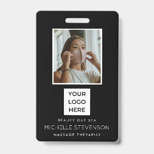 Tarjeta De Identificación Empleado de Foto Moderna Negro