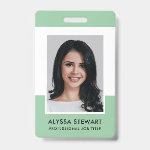 Tarjeta De Identificación Empleado de fotografía moderada Mint Green