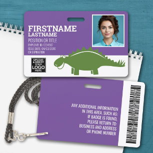 Tarjeta De Identificación Empleado de Guardería Pediátrica Stegosaurus Foto