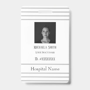 Tarjeta De Identificación Empleado de hospital minimalista gris profesional