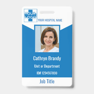 Tarjeta De Identificación Empleado de Hospital o Clínica Personalizado azul