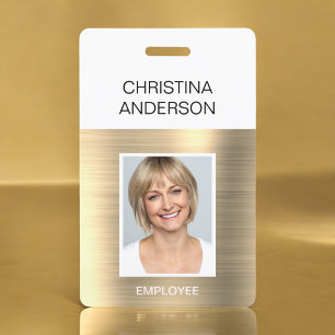 Tarjeta De Identificación Empleado de Oro - Nombre Foto Metálico Corporativo