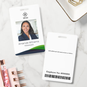 Tarjeta De Identificación Empleado de remolino verde moderno