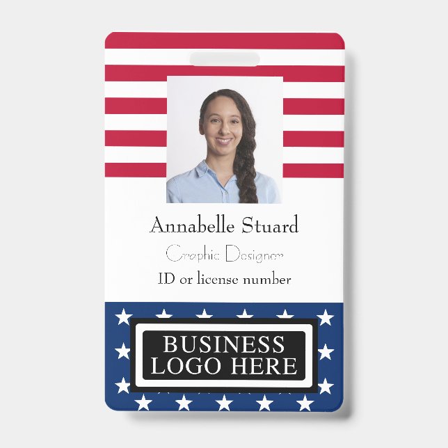 Tarjeta De Identificación Empleado de Seguridad Empresarial de Bandera Ameri (Parte frontal)