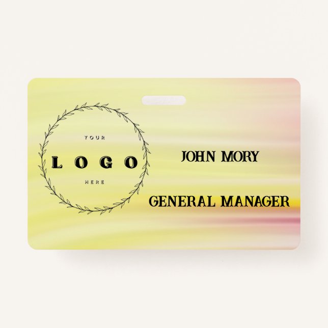 Tarjeta De Identificación empleado de título de nombre personalizado moderno (Anverso)