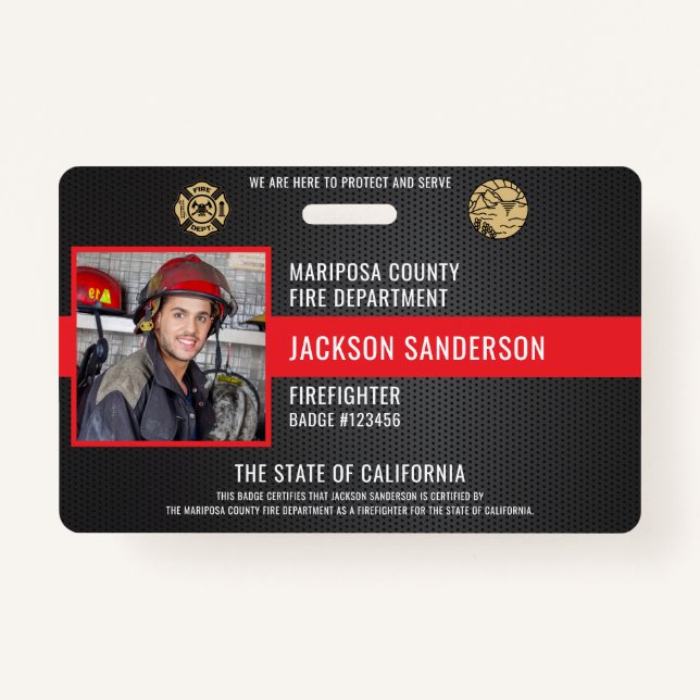 Tarjeta De Identificación Empleado del Departamento de Bomberos de personali (Anverso)