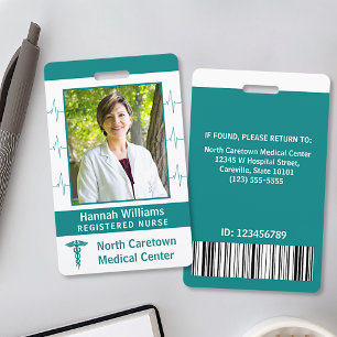 Tarjeta De Identificación Empleado del Hospital Foto de Enfermera Código de