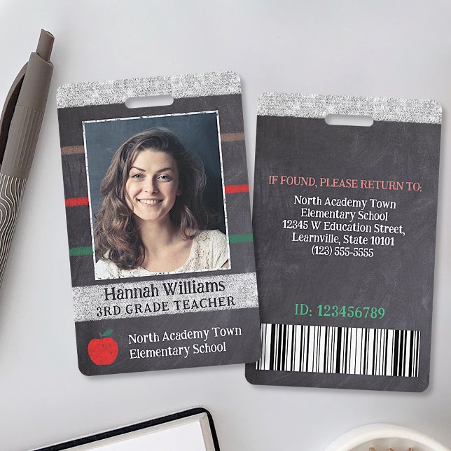 Tarjeta De Identificación Empleado Escolar Maestro Código de Barras de Logo  (Subido por el creador)