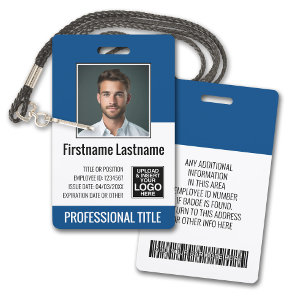 Tarjeta De Identificación Empleado Esencial - Foto, Código de Barras, Logoti