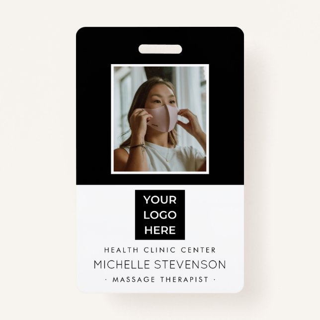 Tarjeta De Identificación Empleado fotográfico elegante (Anverso)