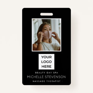 Tarjeta De Identificación Empleado fotográfico moderno negro
