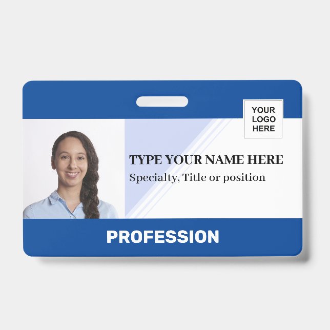 Tarjeta De Identificación Empleado Horizontal | Código de Barras Logo Foto N (Parte frontal)