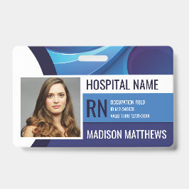 Tarjeta De Identificación Empleado médico azul personalizado