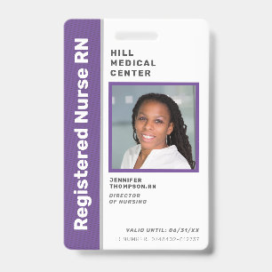 Tarjeta De Identificación Empleado Médico ID Foto Púrpura