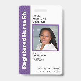 Tarjeta De Identificación Empleado Médico ID Foto Púrpura