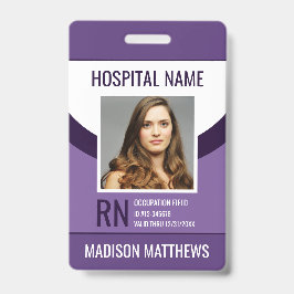 Tarjeta De Identificación Empleado médico morado personalizado