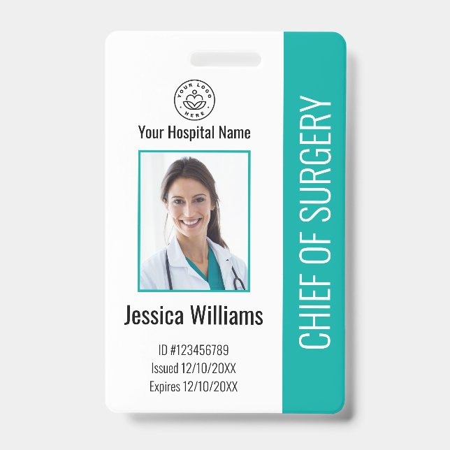 Tarjeta De Identificación Empleado médico personalizado Foto de identificaci (Parte frontal)
