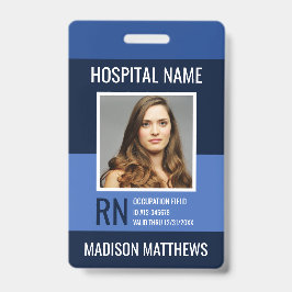 Tarjeta De Identificación Empleado médico personalizado ID de foto azul