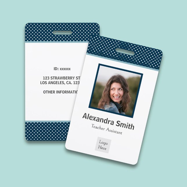 Tarjeta De Identificación Empleado moderno azul marino (Subido por el creador)