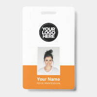 Empleado naranja - Foto, código de barras, logotip