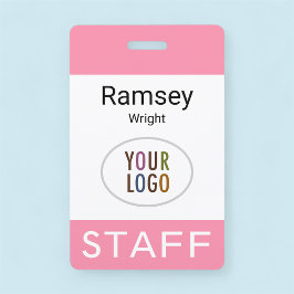 Tarjeta De Identificación Empleado Nombre Rosado Clip Reel Lanyard