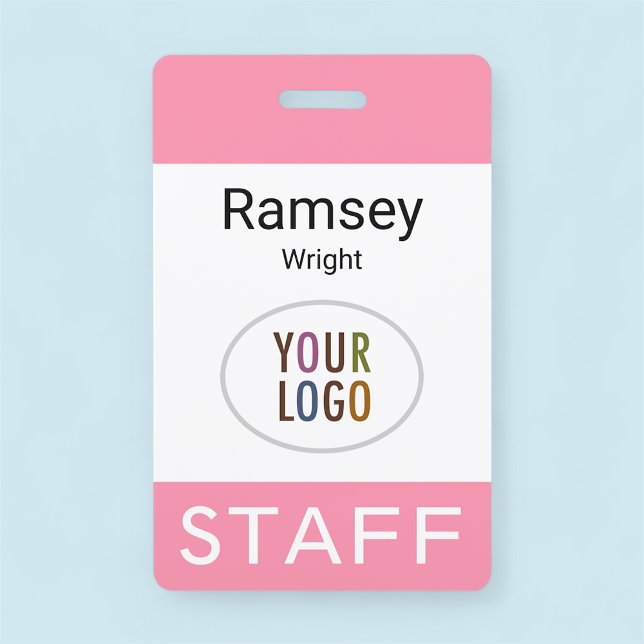 Tarjeta De Identificación Empleado Nombre Rosado Clip Reel Lanyard (MISOOK Pink Staff Badge with Logo)