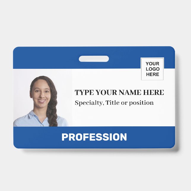 Tarjeta De Identificación Empleado Personalizado | Código de Barras del Logo (Parte frontal)