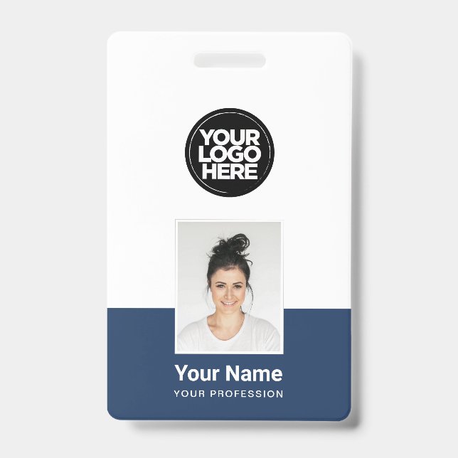 Tarjeta De Identificación Empleado Personalizado - Foto, Código de Barras, L (Parte frontal)