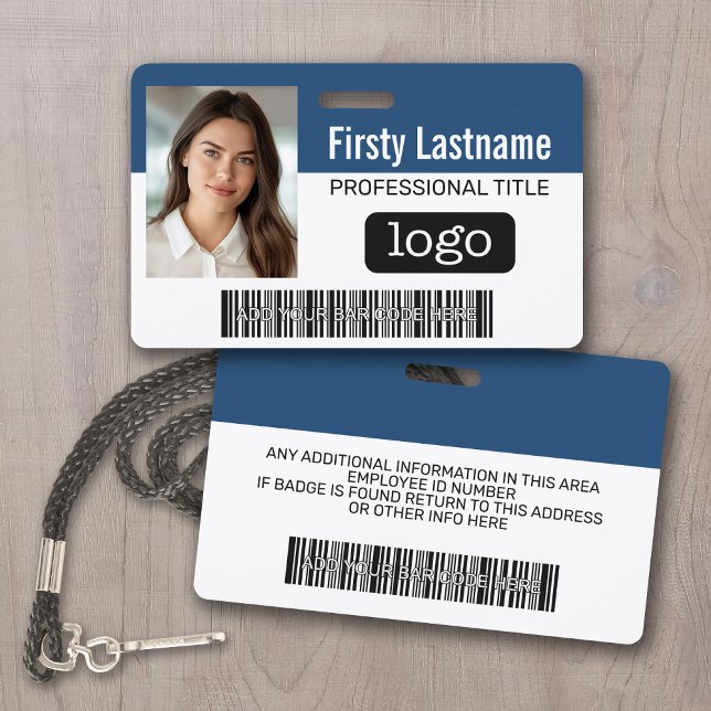 Tarjeta De Identificación Empleado personalizado - Foto, código de barras, l (Custom Photo ID Badge with logo and bar code)