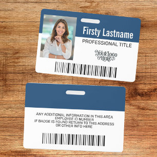 Tarjeta De Identificación Empleado personalizado: foto, código de barras, lo