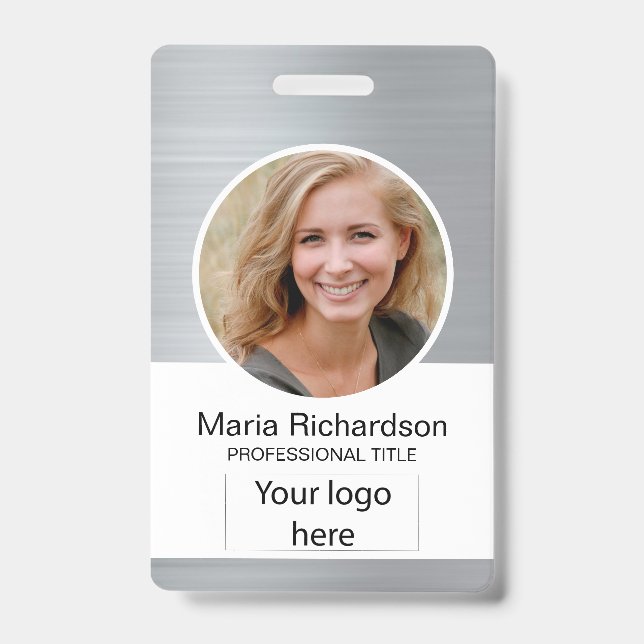 Tarjeta De Identificación Empleado personalizado, foto, código de barras, lo (Anverso)