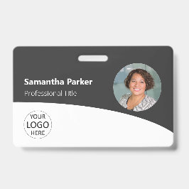 Tarjeta De Identificación Empleado personalizado gris - Foto, logotipo, códi