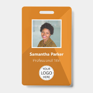 Tarjeta De Identificación Empleado Personalizado naranja - ID de foto, logot